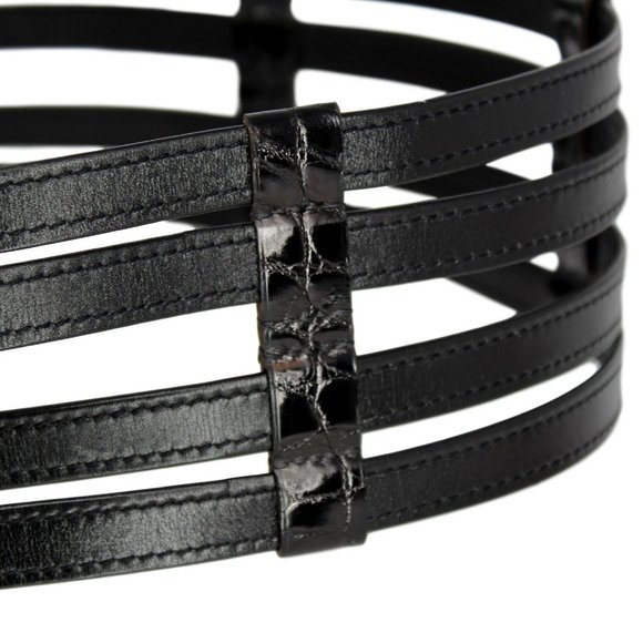 Leather & Crocodile Double Buckle Etrivière Belt main image 6
